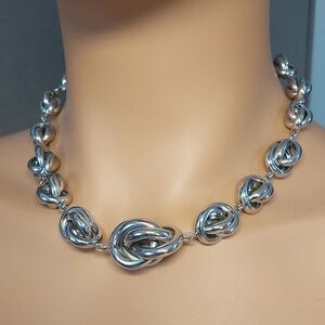 Lia Sophia “Marina” Silver Tone Coil Knots Necklace